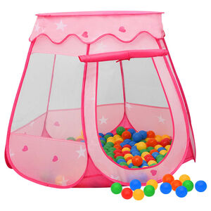 vidaXL Tienda de juegos para ni&ntilde;os con 250 bolas rosa 102x102x82 cm