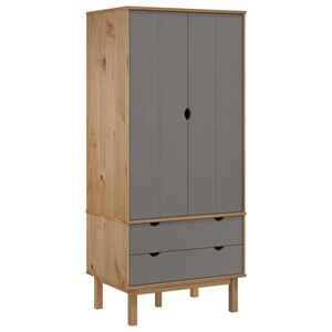 vidaXL Armario OTTA madera maciza pino marr&oacute;n y gris 76,5x53x172 cm