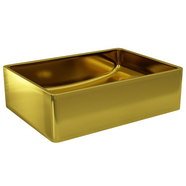 vidaXL Lavabo 41x30x12 cm cer&aacute;mica dorado