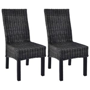 vidaXL Sillas de comedor 2 unidades rat&aacute;n Kubu y madera caoba negro