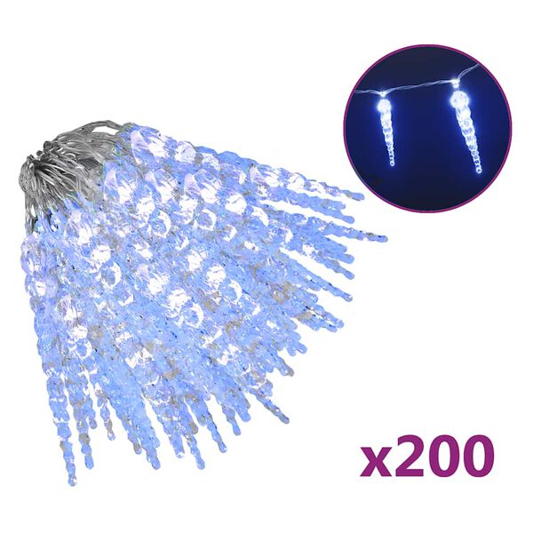 vidaXL Luces car&aacute;mbano Navidad 200 LED azul acr&iacute;lico PVC 20 m