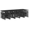 vidaXL Set comedor de jard&iacute;n con cojines 15 pzas rat&aacute;n sint&eacute;tico negro