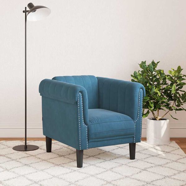 vidaXL Sill&oacute;n de terciopelo azul