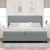vidaXL Cama Box Spring LED con colch&oacute;n Gris Claro 200 x 200 cm tela