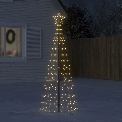vidaXL Árbol de Navidad cono con estacas 220 LEDs blanco cálido 180 cm