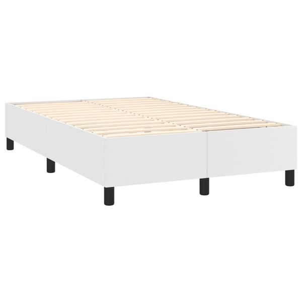 vidaXL Cama box spring con colch&oacute;n cuero sint&eacute;tico blanco 120x200 cm
