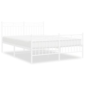 vidaXL Estructura cama sin colch&oacute;n con estribo metal blanco 140x190 cm