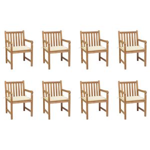 vidaXL Sillas de jard&iacute;n 8 uds madera maciza de teca cojines crema