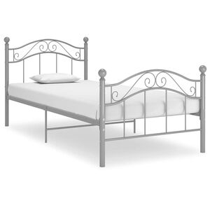 vidaXL Estructura de cama sin colch&oacute;n metal gris 90x200 cm