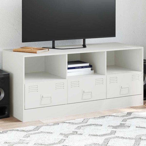 vidaXL Mueble para TV de acero blanco 99x39x44 cm