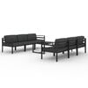 vidaXL Set muebles de jard&iacute;n 7 pzas y cojines aluminio gris antracita