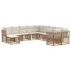 vidaXL Conjunto de sof&aacute;s de exterior 11 pcs Natural y Crema Poli&eacute;ster