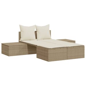 vidaXL Tumbona doble con cojines rat&aacute;n sint&eacute;tico beige