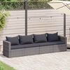 vidaXL Set de sof&aacute;s de jard&iacute;n 4 piezas y cojines rat&aacute;n sint&eacute;tico gris