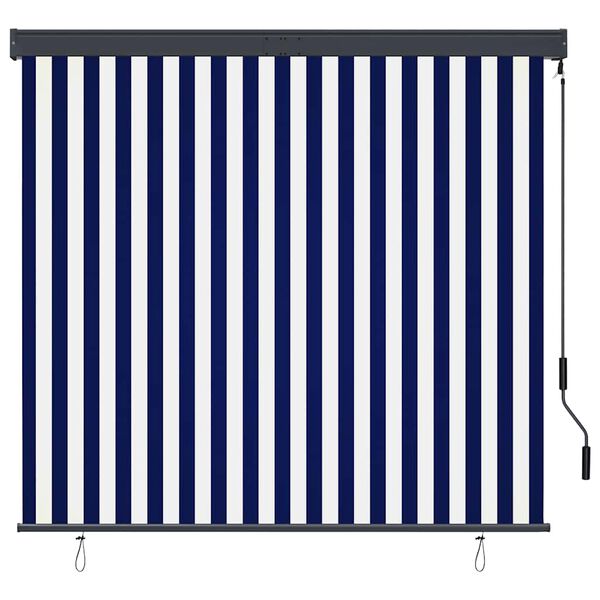 vidaXL Estor enrollable de exterior azul y blanco 160x250 cm