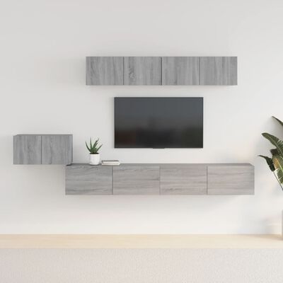 vidaXL Set de muebles para TV 5 pzas madera contrachapada gris Sonoma