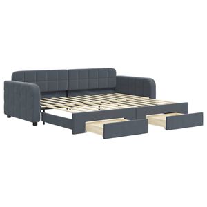 vidaXL Sof&aacute; cama nido con cajones terciopelo gris oscuro 90x200 cm