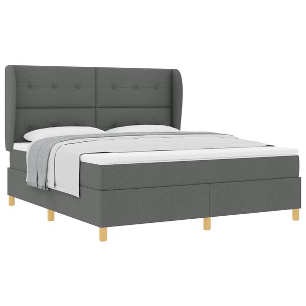 vidaXL Cama con Somier y Colch&oacute;n Gris Oscuro 90x190 cm de Tela tela