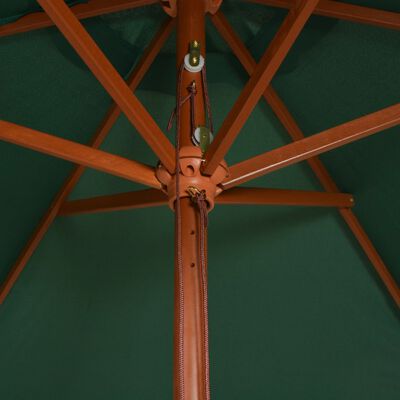 vidaXL Sombrilla con palo de madera 270x270 cm verde