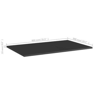 vidaXL Estante estantería 4 uds contrachapada negro brillo 80x50x1,5cm