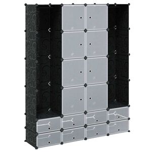 vidaXl Armario modular 18 compartimentos negro y blanco 37x146x180,5cm