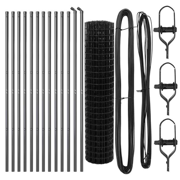 vidaXL Valla con Poste Gris 1 x 25 m Acero y PVC