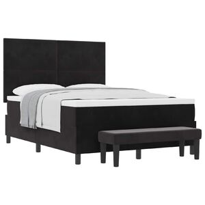 vidaXL Cama tipo Box Spring con colch&oacute;n Negro 160 x 200 cm Terciopelo