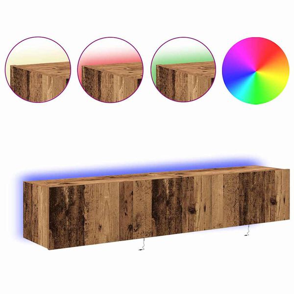vidaXL Mueble de TV Montado en la Pared 2 pcs Madera Vieja