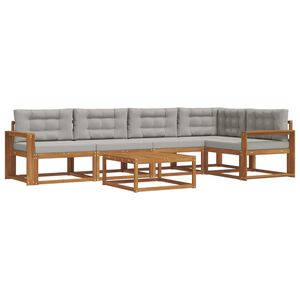 vidaXL Conjunto de sof&aacute;s de exterior 6 pcs Gris Natural y Claro