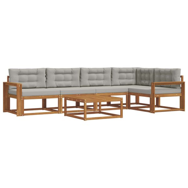 vidaXL Conjunto de sof&aacute;s de exterior 6 pcs Gris Natural y Claro