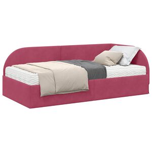vidaXL Estructura de Cama Esquina con Colch&oacute;n 2 uds. Rojo vino