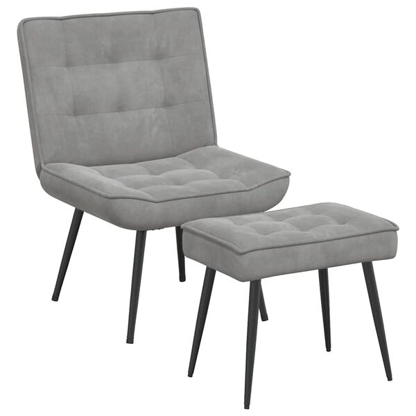 vidaXL Sill&oacute;n de relax con reposapi&eacute;s terciopelo gris claro