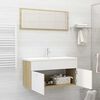 vidaXL Set de muebles de ba&ntilde;o 2 pzas madera contrachapada blanco roble