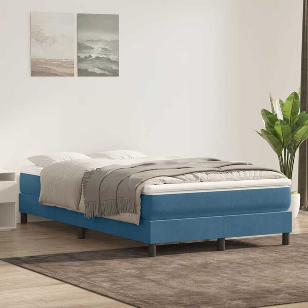 vidaXL Cama box spring sin colchón azul oscuro terciopelo 120x220 cm
