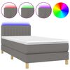 vidaXL Cama box spring con colch&oacute;n y LED tela gris oscuro 100x200 cm
