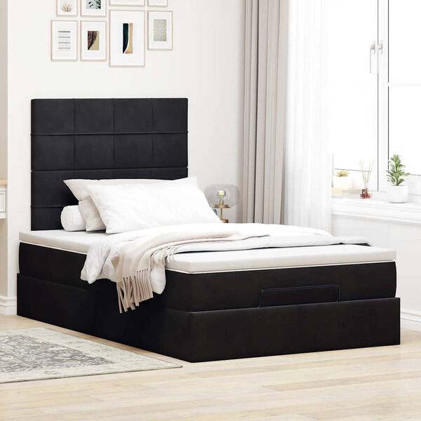 vidaXL Estructura de cama otomana colchones terciopelo negro 120x200cm