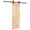 vidaXL Puerta Corredera Natural y negro 70 x 210 cm