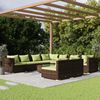 vidaXL Set muebles de jard&iacute;n 10 pzas y cojines rat&aacute;n sint&eacute;tico marr&oacute;n