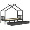 vidaXL Estructura de cama infantil y cajones madera pino gris 90x200cm