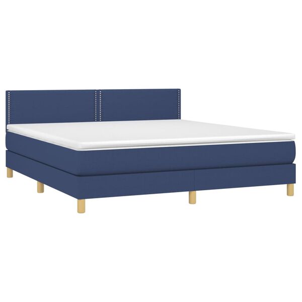 vidaXL Cama box spring con colch&oacute;n tela azul 180x200 cm