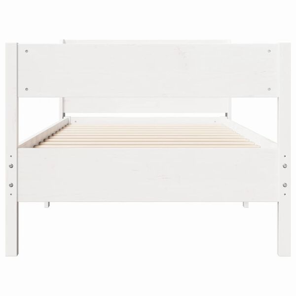 vidaXL Estructura de cama sin colch&oacute;n madera maciza blanca 75x190 cm