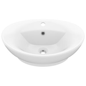 vidaXL Lavabo lujoso con rebosadero cer&aacute;mica blanco mate 58,5x39 cm