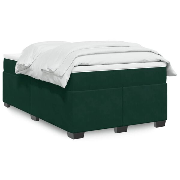 vidaXL Cama box spring con colchón terciopelo verde oscuro 120x200 cm