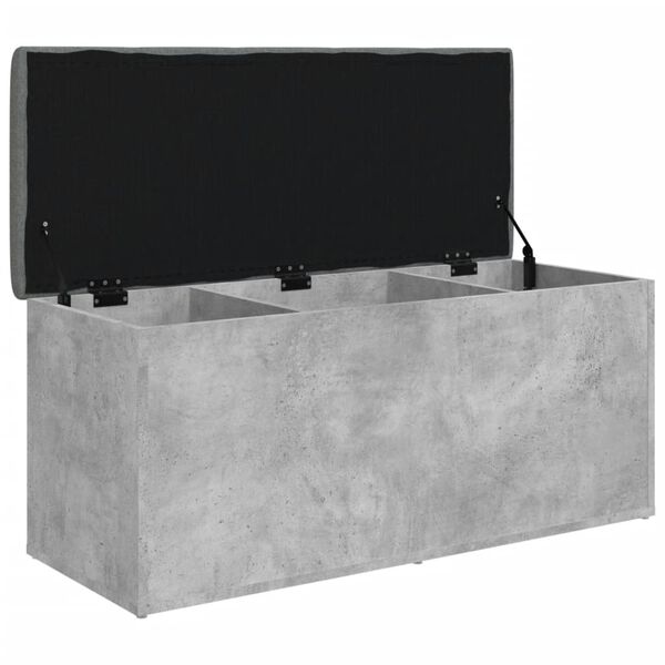 vidaXL Banco almacenaje madera ingenier&iacute;a gris hormig&oacute;n 102x42x45 cm