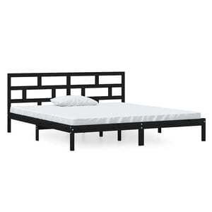 vidaXL Estructura de cama de madera maciza de pino negro 140x190 cm