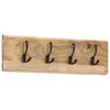 vidaXL Perchero de pared con 4 ganchos madera maciza de mango