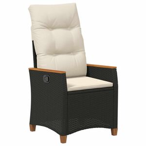 vidaXL Silla de jard&iacute;n reclinable Negro y crema 64 x 57,5 x 112 cm