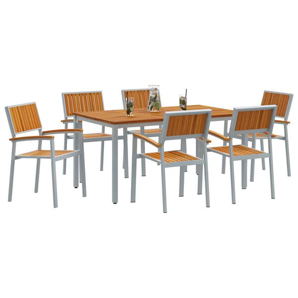 vidaXL Conjunto de Comedor de Jard&iacute;n 7 pcs Gris