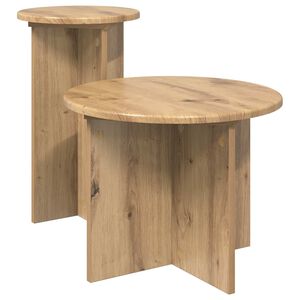 vidaXL Conjunto de mesas auxiliares 2 uds. Roble artisan &Oslash; 45 x 35 cm