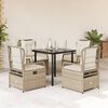 vidaXL Set comedor de jard&iacute;n 5 pzas con cojines rat&aacute;n sint&eacute;tico beige